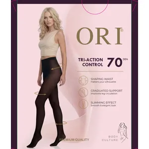 Moteriškos pėdkelnės ORI TRI - ACTION CONTROL 70 DEN, 4 dydis, spava NERO