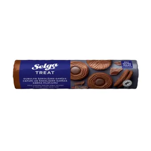 Dviejų sluoksnių šokolado skonio sausainiai su šokolado skonio kremo įdaru SELGA, 205g