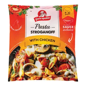Užšaldyti makaronai su vištiena česnakiniame stroganovo padaže GERO APETITO, 400 g