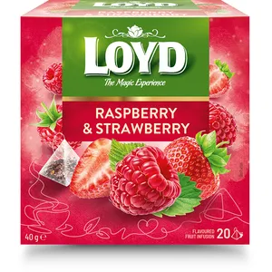 Aviečių ir braškių skonio vaisinė arbata LOYD, 20 vnt.