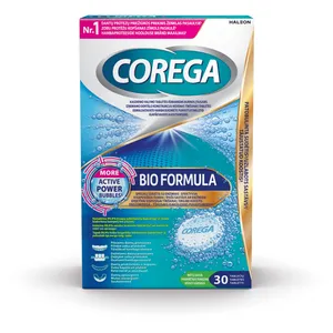 Protezų valiklis COREGA TABS BIO FORMULA, 30 vnt.