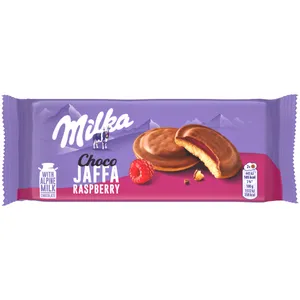 Sausainiai MILKA CHOCO JAFFA su aviečių skonio įdaru, 147 g