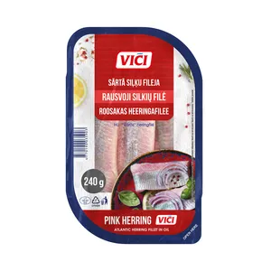 Rausvoji silkių filė aliejuje VIČI, 240 g