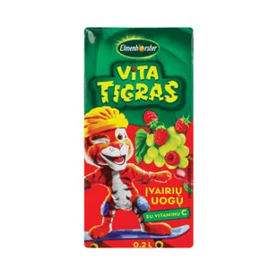Įvairių uogų sulčių gėrimas ELMENHORSTER VITA (TIGRAS), 200 ml