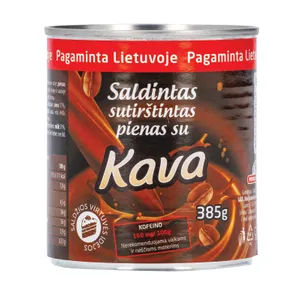Saldintas sutirštintas pienas su kava ir cukrumi, 385 g