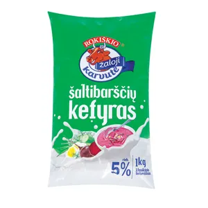 Šaltibarščių kefyras ŽALOJI KARVUTĖ, 5% rieb., 1 kg