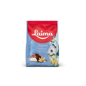 Vaniliniai, švelnūs bučinukai aplieti šokoladu LAIMA, 175 g