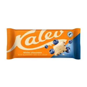 Baltasis šokoladas su ryžių traškučiais ir mėlynėmis KALEV, 95 g