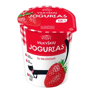Jogurtas su braškėmis 3,6 % rieb. VILKYŠKIŲ, 350 g