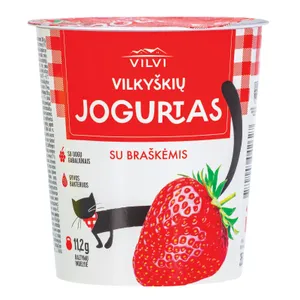 Jogurtas su braškėmis 3,6 % rieb. VILKYŠKIŲ, 350 g