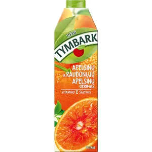 Apelsinų ir raudonųjų Sicilijos apelsinų sulčių gėrimas TYMBARK, 1 l