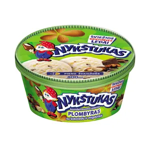 Kondensuoto pieno skonio plombyras su šokoladu ir migdolais NYKŠTUKAS, 800 ml