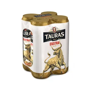 Alus TAURAS Ekstra, 5,2%, 4 x 0,568l, skardinė