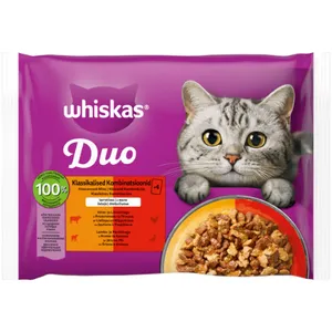 Konservuotas kačių ėdalas WHISKAS Pouch Tasty Duo Classic 4X85g