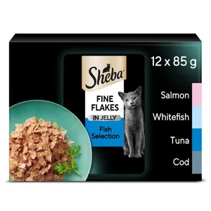 Ėdalas katėms SHEBA Fine Flakes, su žuvimi, 12x85 g