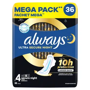 Higieniniai paketai ALWAYS Ultra Secure Night, Mega Pack, S4, 36 vnt.