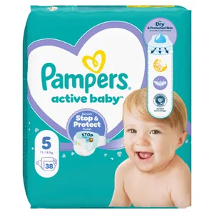 Sauskelnės PAMPERS Active Baby, Value Pack Minus, 5 dydis, 38 vnt.