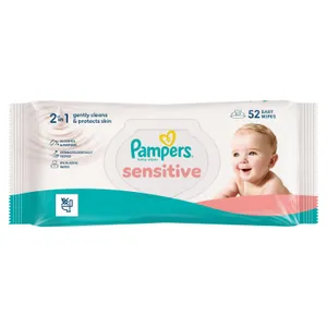 Kūdikių servetėlės PAMPERS Sensitive, Plastic Free, 4x52 vnt.
