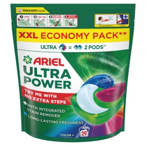 Skalbimo kapsulės ARIEL Ultra Power Color+, 29 skalb.