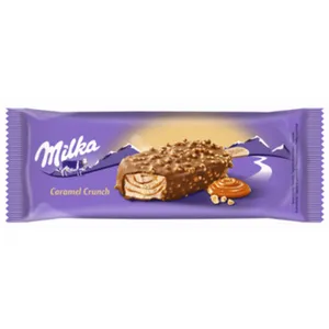 Valgomieji ledai MILKA  Caramel crunch, ant pagaliuko, 90 ml