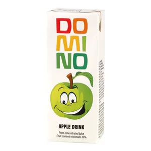 Obuolių sulčių gėrimas DOMINO, su šiaudeliu, 200 ml