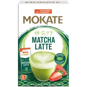 Žaliosios arbatos gėrimas MOKATE Matcha latte braškių skonio  6 x 14g