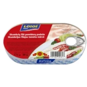 Skumbrės filė pomidorų padaže, 175 g, E/O