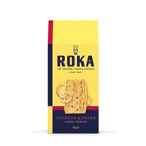 Sūrio trapučiai ROKA Cheddar, su svogūnais, 70 g