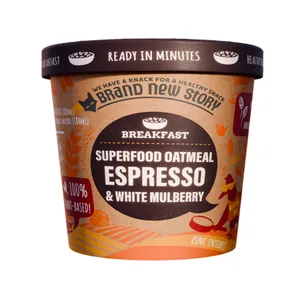 Greitai paruošiama avižinė košė su espresso kava ir baltuoju šilkmedžiu, 70 g