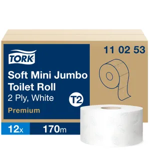 110253 Tualetinis popierius TORK T2 Premium Mini Jumbo,  2 sl., baltos sp.,170 m