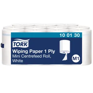 Popieriniai rankšluosčiai TORK M1 Advanced Mini, 1 sl., baltos sp., 120 m, 100130