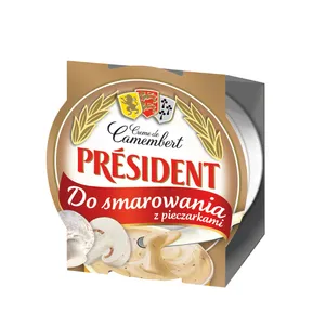 Lydytas sūris PRESIDENT, Camembert Spreadable su grybais, 120g