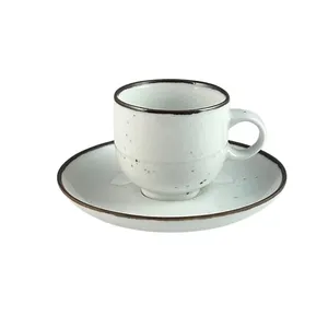 Puodelis RUSTIC White, su lėkštute, porcelianas, 220 ml, H 6,8 cm, vnt