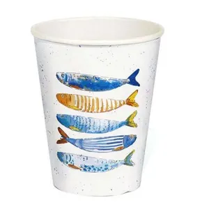 Vienkartinis puodelis Peixe, popierius/augalinė danga, 330 ml, D 9 cm, 8 vnt
