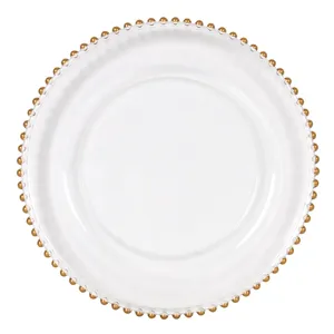 Polėkštė Gold Bubble, su auksiniu krašteliu, D 33,5 cm, stiklas, vnt.