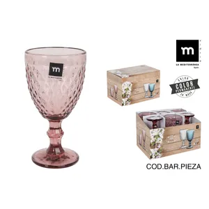 Taurė SIDARI, rausva, stiklas, 350 ml, D 8,8 cm, H 17 cm, 6 vnt.