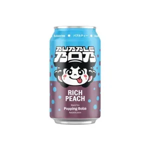Juodos arbatos gėrimas BUBBLE BOB su persikų burbuliukais, 330 ml