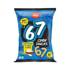 Kukurūzų traškučiai OHO, grietinės ir svogūnų skonio 67 g