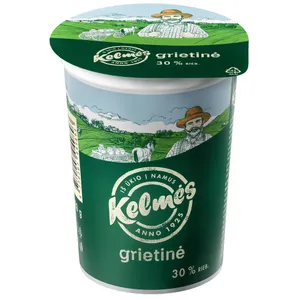 Grietinė KELMĖS, 30% riebumo, 380 g, indelis