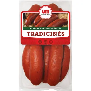 Karštai rūkytos dešrelės TRADICINĖS, II rūšis, 800 g