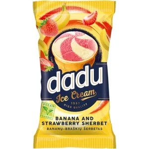 Šerbetas DADU su braškėmis ir bananais, 120ml