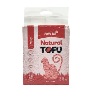 Tofu kraikas PUFFY TAIL, Peach, su persiku ekstraktu, 2mm granulės, 2,5 kg