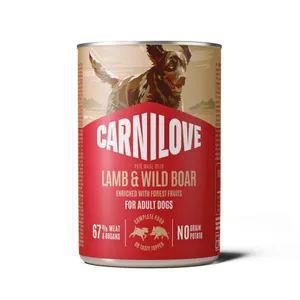Konservai šunims CARNILOVE su ėriena ir šerniena, 400g