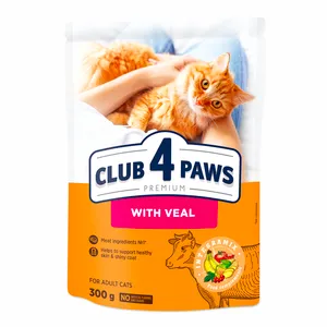 Kačių ėdalas CLUB4PAWS su veršiena, sausas 300g