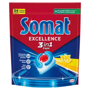 Indaplovių kapsulės SOMAT 3in1 Lemon, 34vnt