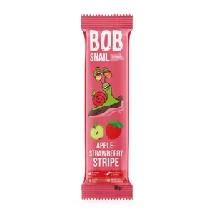 Obuolių ir braškių juostelės BOB SNAIL, 14 g