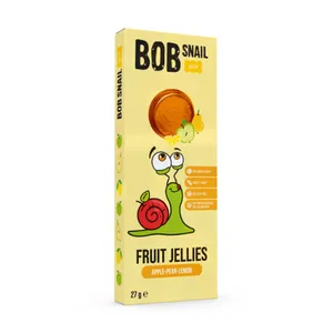 Vaisių marmeladas BOB SNAIL, obuolių, kriaušių, citrinų, 27 g