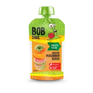 Vaisių tyrė BOB SNAIL, persimonų ir rausvų gvajavų, 120 g