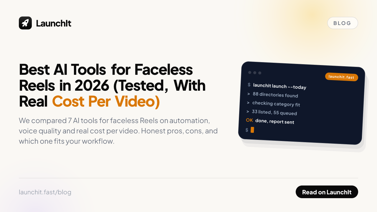 Best AI Tools for Faceless Reels in 2026 (Tested, With Real Cost Per Video)