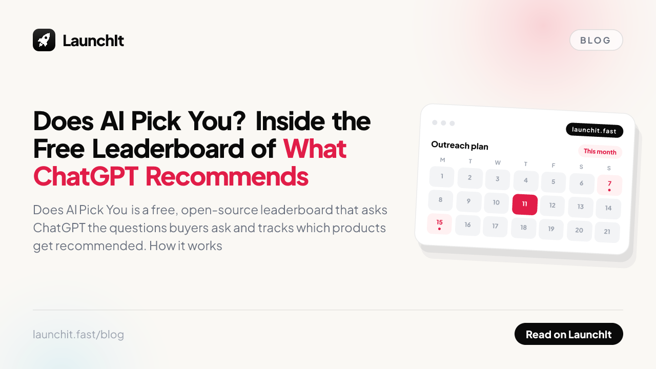 Does AI Pick You? Inside the Free Leaderboard of What ChatGPT Recommends